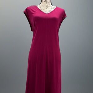 Eileen Fisher Burgandy Viscose Jersey Dress NWT Sz L